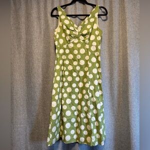Boden Green and White Polka Dot Midi Dress